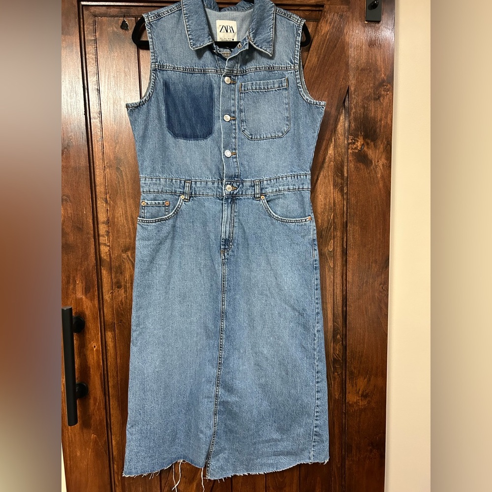 Zara Blue Denim Sleeveless Dress